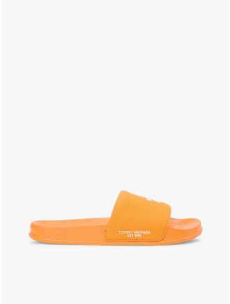 Tommy Hilfiger Mens Script Monogram Canvas Pool Slide - Orange - US 11.5 / EU 45
