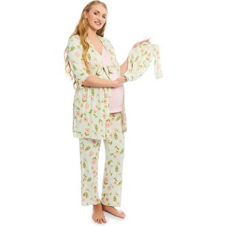 Everly Grey Analise During & After 5-Piece Maternity/Nursing Sleep Set for Mom & Baby in Carnation at Nordstrom, Size X-Large