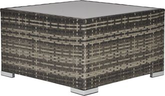 OUTSUNNY Patio Wicker Coffee Table w/ Glass Top Suitable for Garden Backyard | TJ Hughes