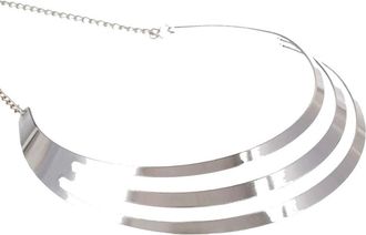 Generic Womens Exaggerated 3 Layers Semi-Circle Chain Statement Choker Necklace Silver Stylish Useful and Professional