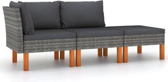 vidaXL Set muebles de jardín 3 pzas ratán sintético madera eucalipto Vidaxl