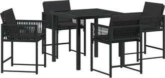 vidaXL Garden Dining Set 5 pcs Black Poly Rattan vidaXL