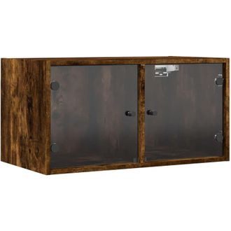 vidaXL Mueble De Pared Puertas De Vidrio Roble Ahumado 68,5x37x35 Cm Vidaxl