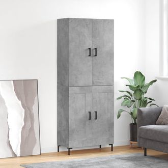 vidaXL Vidaxl - Aparador Alto Madera Contrachapada Gris Hormig&oacute;n 69,5x34x180 Cm