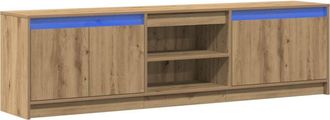 vidaXL Tv Cabinet with led Strip Lights with Storage with Door Brown 180 x 34 x 50 cm Vidaxl