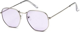 Generic Fashion Square Metal Large Frame Sunglasses Men Outdoor Driving Women Vacation Photo(Purple)
