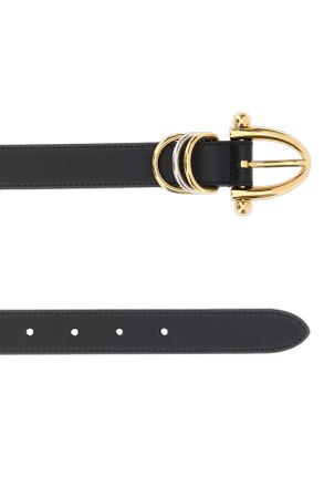 Chlo&eacute; Logo Buckle Leather Belt - Black