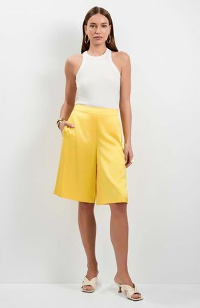Trina Turk Chiana Satin Shorts in Lambretta Lemon at Nordstrom, Size X-Small