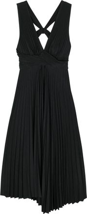 A.L.C. Everly pleated midi dress - women - Polyester/Cotton/Polyester - 4 - Black