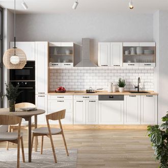 Vicco Cucina completa R-Line, Casa di campagna bianca/quercia dorata, 350 cm, pl Rovere