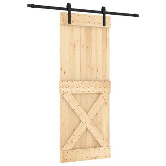 vidaXL Puerta Corredera Natural Y Negro 80 X 210 Cm Vidaxl
