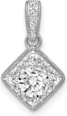 Diamond2Deal 14K White Gold Lab Grown Diamond Square Vintage Pendant (0.51ct, VS, G-H)