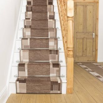 Runrug Stair Runner Carpet - Soft & Comfortable, 8mm - Montana in Light Brown | Size: 100 cm x 510 cm