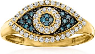 Ross-Simons Blue and White Diamond Evil Eye Ring in 14kt Yellow Gold
