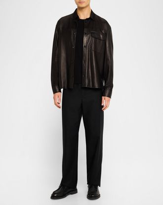 Emporio Armani Mens Leather Shirt Jacket