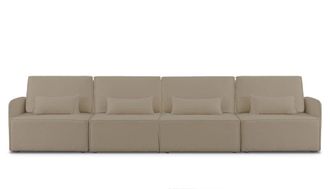 Really Nice Things Sofa 4 plazas Chaiselongue tapizado boucl&eacute; y pino Piedra