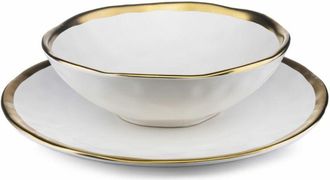 OEM Juego De Ocho Platos Lissa Oro Blanco