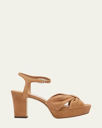 Jimmy Choo London Heloise 80mm Suede Platform Sandals