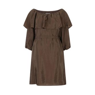 Dante6 Kyo Volant Mini Jurk - Dames - Jurken - Bruin - Maat: XS Viscose