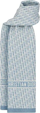 Dior Accessoires, Dames, Blauw, ONE Size, Kasjmier, Oblique Jacquard Sjaal