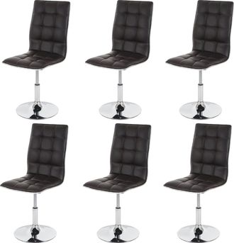 Hhg Hhg - Nunca Usado] Juego De 6 Sillas De Comedor 834, Silla De Cocina, Regulable En Altura, Giratoria, Piel Sint&eacute;tica Con Certificaci&oacute;n Mvg, Marr&oacute;n