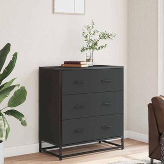 Berkfield Home Sideboard Black 68x35x76 cm Engineered Wood & Metal | Size: 68 x 35 x 76 cm