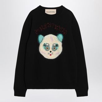 Valentino Black Sweater With Le Chat De La Maison Patch