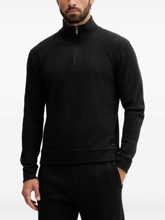 BOSS Maglione con mezza zip - Nero
