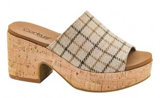 Corkys Footwear Womens Totally Buggin Wedge Sandals In Camel Plaid