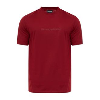 Emporio Armani T-shirt met opgedrukte logo - Heren - T-shirts - Rood - 2XL - Katoen - Tops