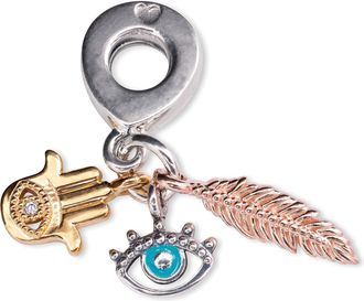 Pandora Hamsa - All-seeing Eye & Feather Spirituality Dangle Charm