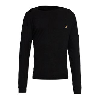 Vivienne Westwood LS Hebo Sweater - unisex - Ronde hals truien - Zwart - M - Leer - Truien & Vesten