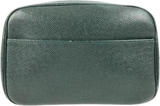 Louis Vuitton Pre-owned Taiga Clutch Bag - unisex - Vintage Tassen - Groen - ONE Size - Leer - Vintage