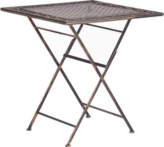 Beliani Mesa De Balc&oacute;n Hierro Negro Metal Envejecido Plegable 70 X 70 Cm Exterior Resistente A Los Rayos Uv Estilo Retro Franc&eacute;s Bormio