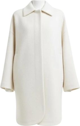 Hev&ograve; Single-Breasted Coats, female, White, M, Monteleone Teddy Coat