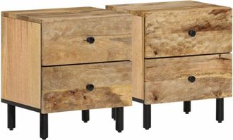 vidaXL Bedside Cabinets 2 pcs 40x33x46 cm Solid Wood Mango Vidaxl