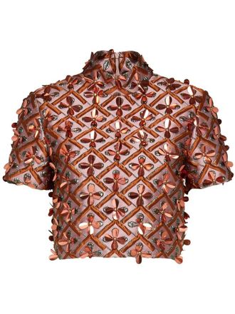 La DoubleJ Top crop Juliet con paillettes - Rosa