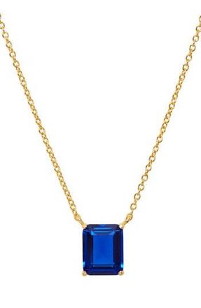 Savvy Cie Jewels Vermeil Emerald Cut CZ Birth Stone Box Cut Necklace in Sapphire - September at Nordstrom Rack