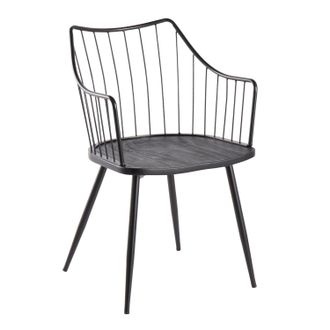 Winston Farmhouse Chair in Black Metal and Black Wood by