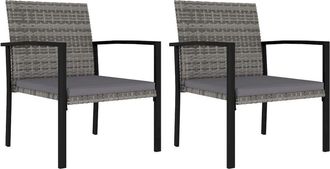 vidaXL Garden Dining Chairs 2 pcs Poly Rattan Gray, 315112