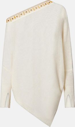 Xu Zhi Beaded asymmetric linen-blend sweater