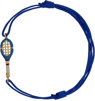 Aliita Blue/White Tennis 9K Gold Cotton Cord Bracelet