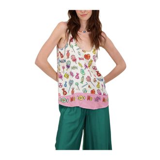 Me369 Camiseta sin Mangas con Estampado Mixto - Tops - Mujer - Multicolor - M