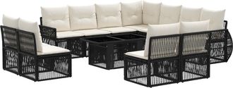 vidaXL Conjunto De Sof&aacute;s De Jard&iacute;n 12 Uds. Negro Y Blanco Crema Vidaxl