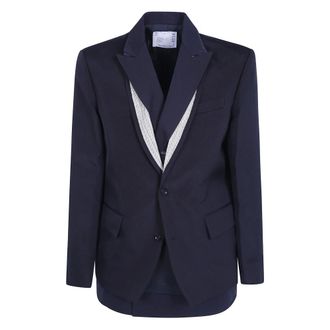 sacai Double-Faced Silk Cotton x Doeskin Jas - Heren - Jassen - Zwart - Maat: S Katoen