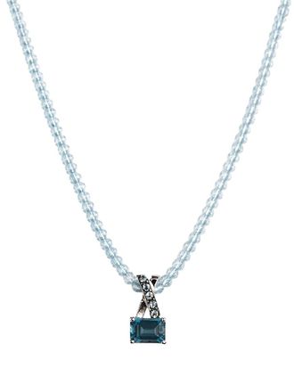 Jewelmak 14K Blue Topaz, London Bt, Swiss Bt Necklace