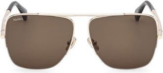 Max Mara 59mm Pilot Sunglasses in Pale Gold/Black Horn /Olive at Nordstrom