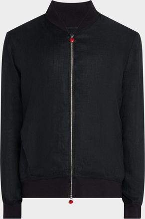 Kiton Mens Solid Linen Blouson Jacket