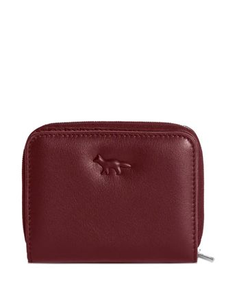 Maison Kitsuné fox-head zip-around wallet - women - Cotton/Calf Leather - One Size - Red