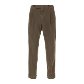 Pantaloni Torino Cropped Trousers, male, Brown, Size: S Slim Gabardine Cropped Trousers